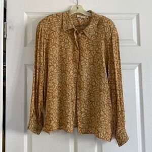 Jones New York silk leaf pattern blouse size 14